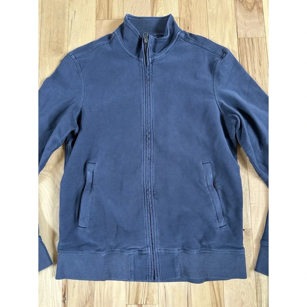 Faherty Jacket Mens Small Navy Full Zip Knit Bomber Stand Collar MOS2214
